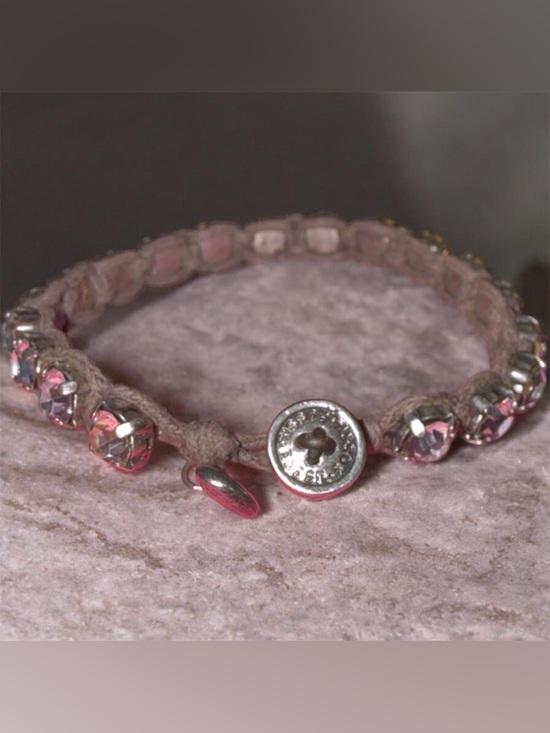 🌺VTG-Fossil Crystal Corded Wrapped Bracelet - Clear Crystal